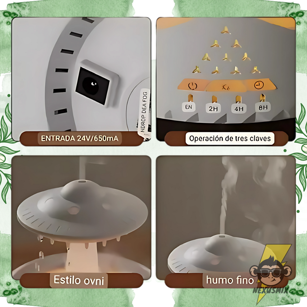 Humidificador Ovni Efecto Gotas Lluvia.